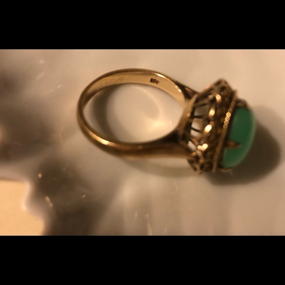Rare Jade and Gold Antique Ring - Picture 7 of 8
